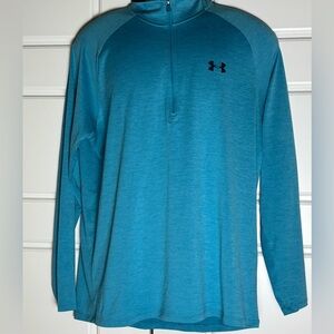 Under Armour Men’s Loose Fit Green Heat Gear 1/4 Zip Pullover Sz LG